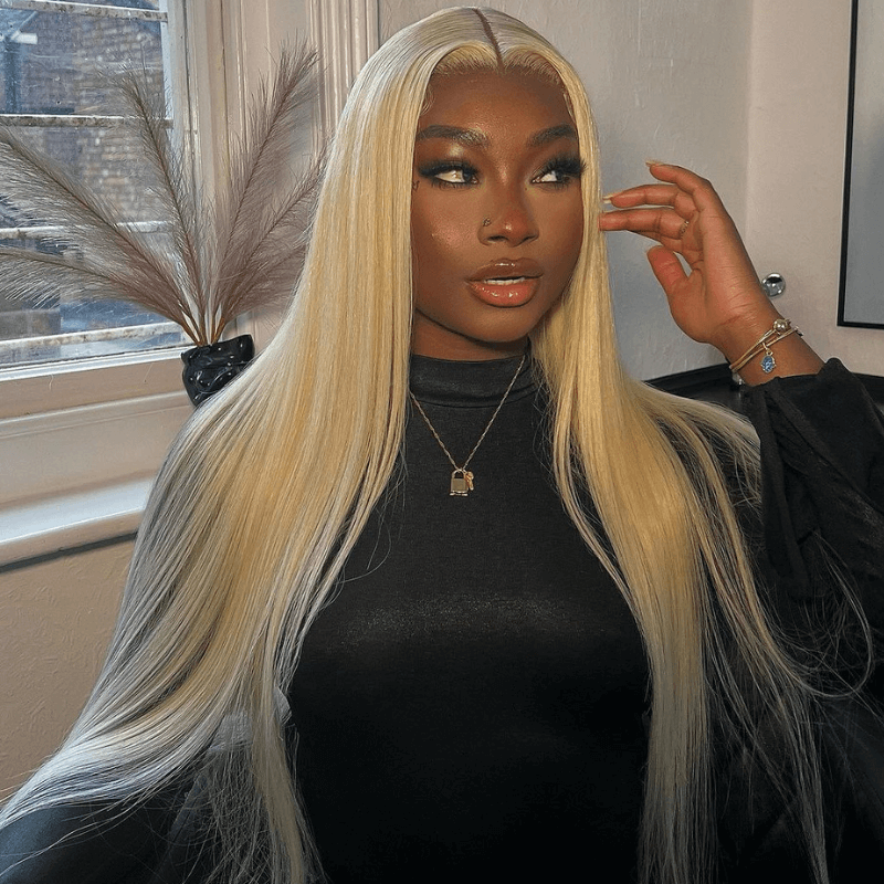 200 Density Blonde Color Bone Straight 13x4 Lace Front Human Hair Wigs