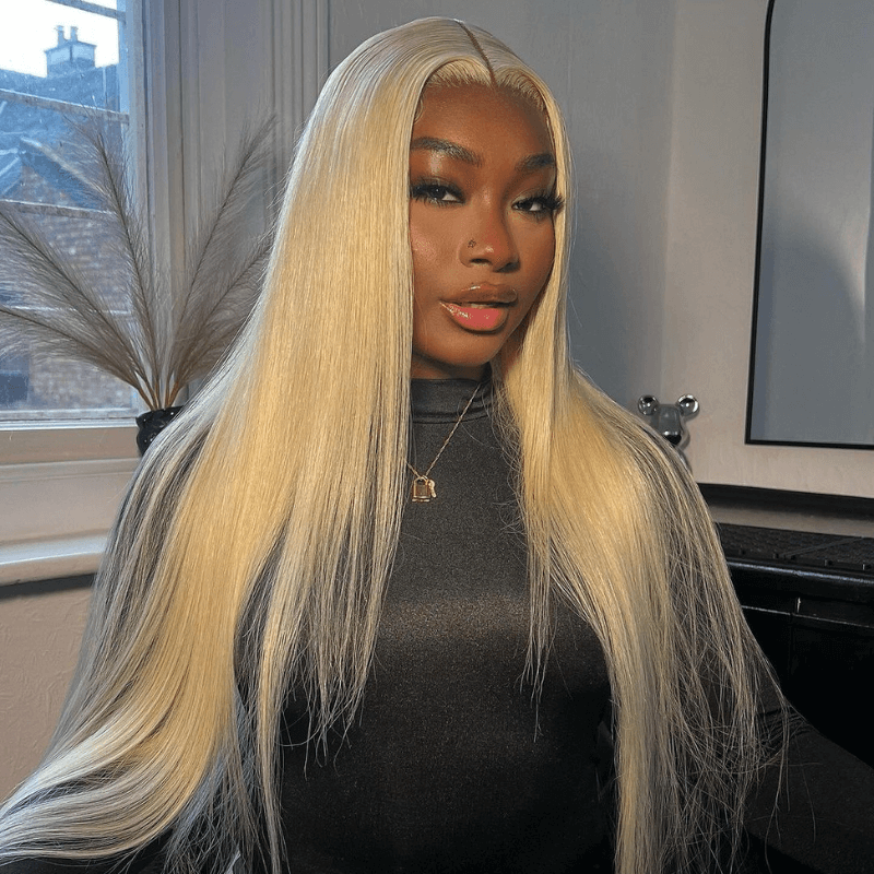 200 Density Blonde Color Bone Straight 13x4 Lace Front Human Hair Wigs