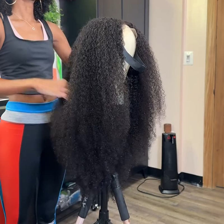 SZC 250 300 Density Fluffy Kinky Curly Coils 13x4 Lace Front Human Hair Wig