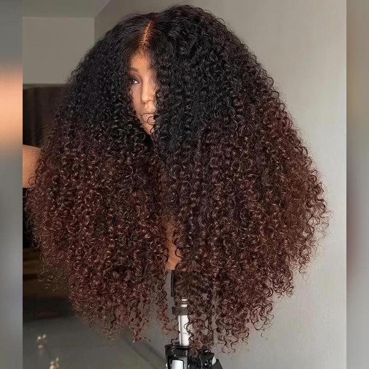SZC 250 300 Density Fluffy Kinky Curly Coils 13x4 Lace Front Human Hair Wig