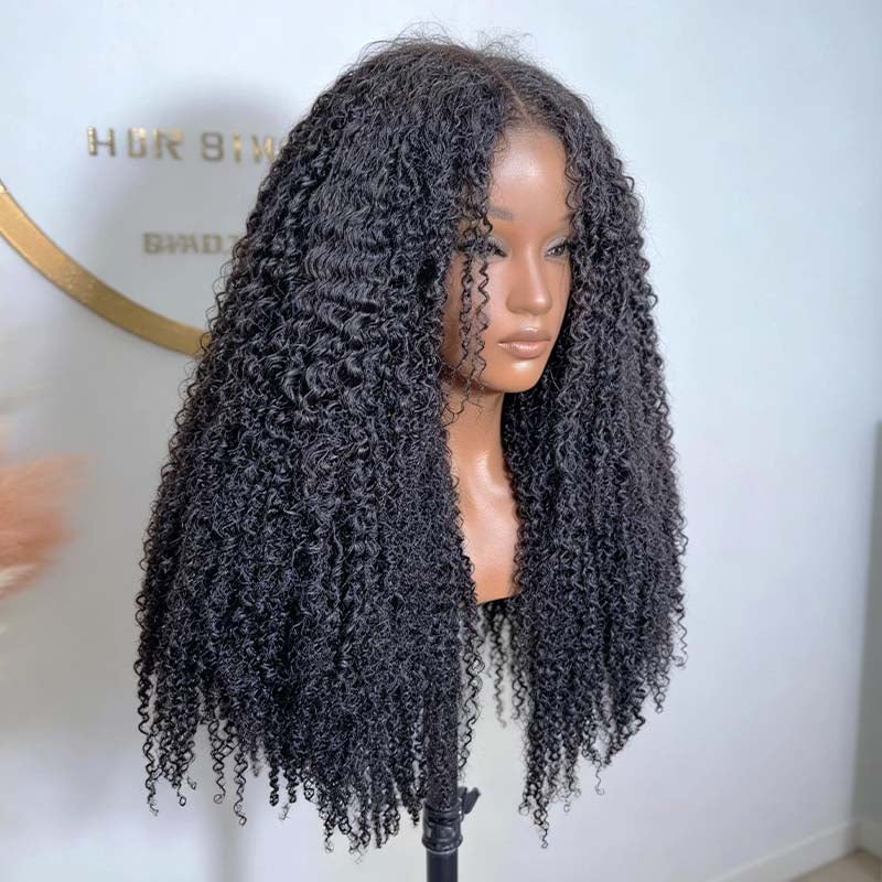 SZC 250 300 Density Fluffy Kinky Curly Coils 13x4 Lace Front Human Hair Wig