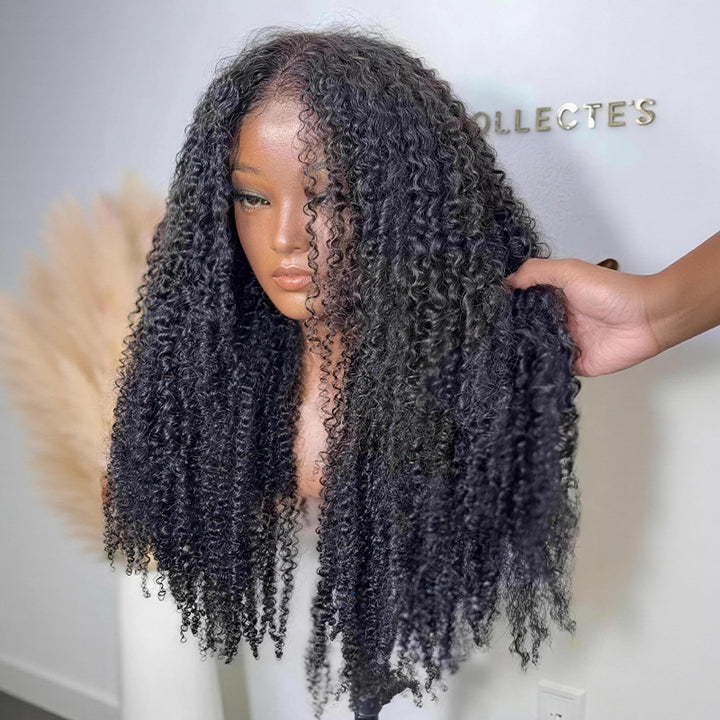 SZC 250 300 Density Fluffy Kinky Curly Coils 13x4 Lace Front Human Hair Wig