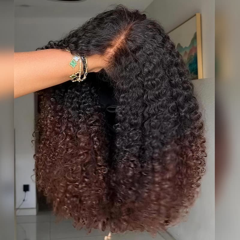 SZC 250 300 Density Fluffy Kinky Curly Coils 13x4 Lace Front Human Hair Wig