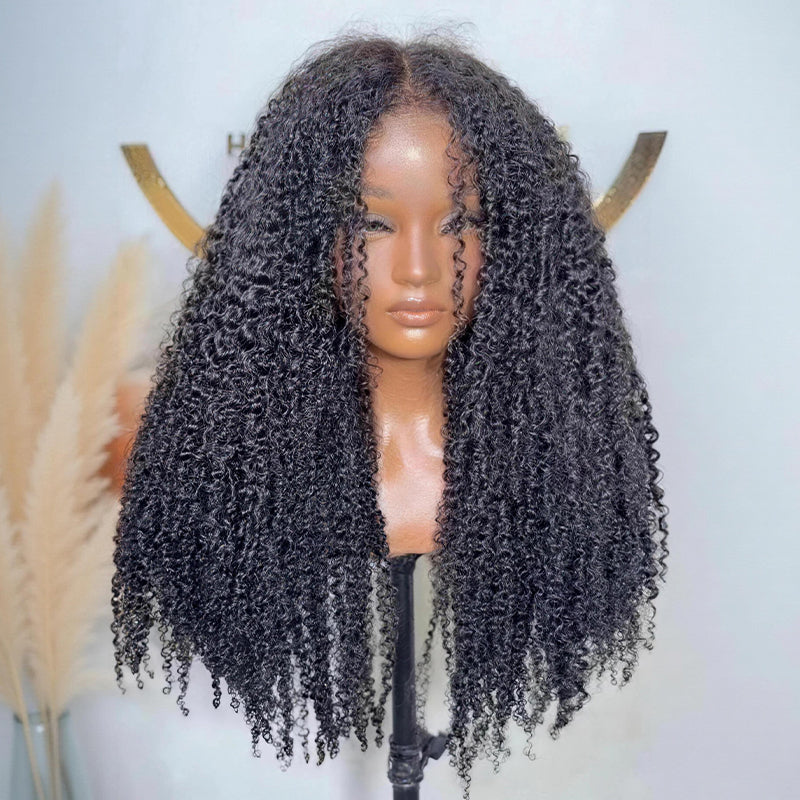 SZC 250 300 Density Fluffy Kinky Curly Coils 13x4 Lace Front Human Hair Wig
