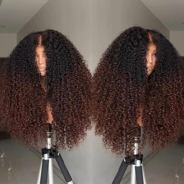 SZC 250 300 Density Fluffy Kinky Curly Coils 13x4 Lace Front Human Hair Wig