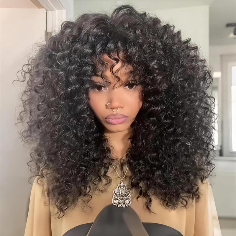 SZC 250 300 Density Fluffy Spiral Deep Curls 13x4 Lace Front Virgin Human Hair Wig