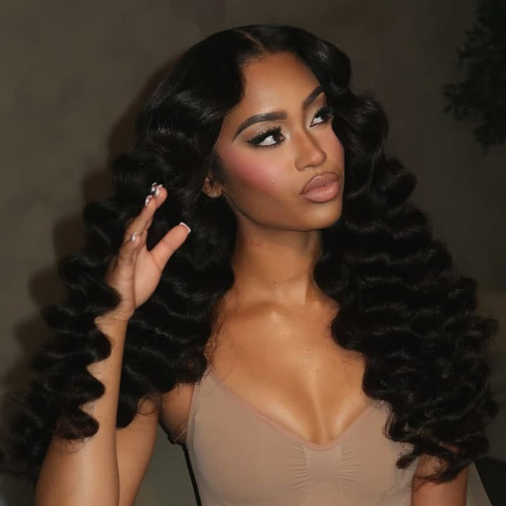 SZC 250 300 Density Loose Deep Wand Curls 13x4 Lace Front Virgin Human Hair Wig