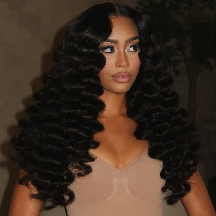 SZC 250 300 Density Loose Deep Wand Curls 13x4 Lace Front Virgin Human Hair Wig