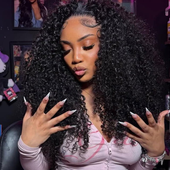 SZC 250 300 Density Tight Kinky Curly 13x4 Lace Front Virgin Human Hair Wig