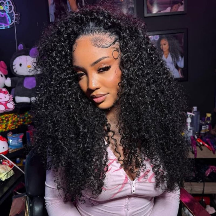 SZC 250 300 Density Tight Kinky Curly 13x4 Lace Front Virgin Human Hair Wig