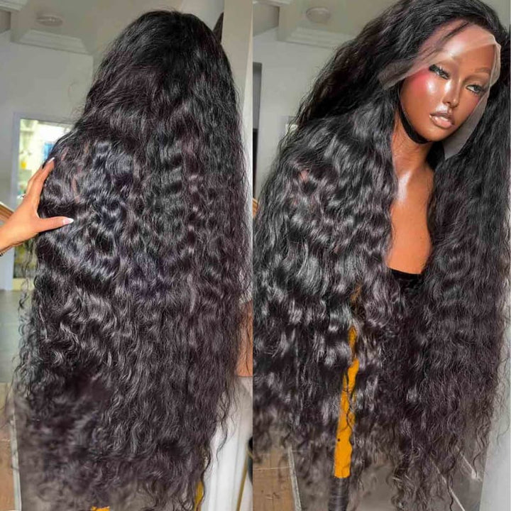 SZC 300 400 Density Water Wave 13x4 Lace Front Virgin Human Hair Wig