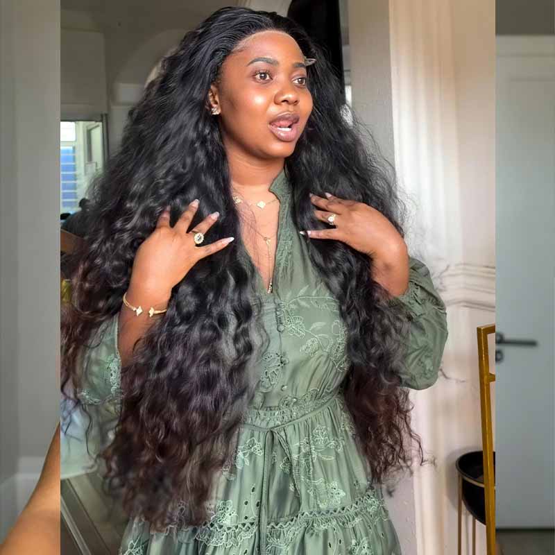 SZC 300 400 Density Water Wave 13x4 Lace Front Virgin Human Hair Wig