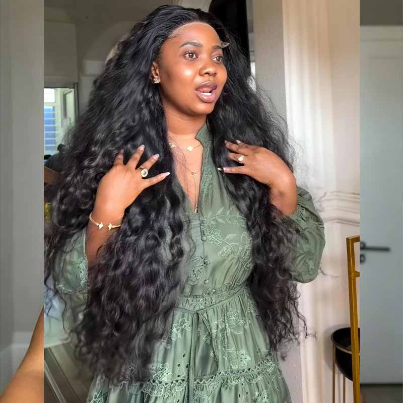 SZC 300 400 Density Water Wave 13x4 Lace Front Virgin Human Hair Wig