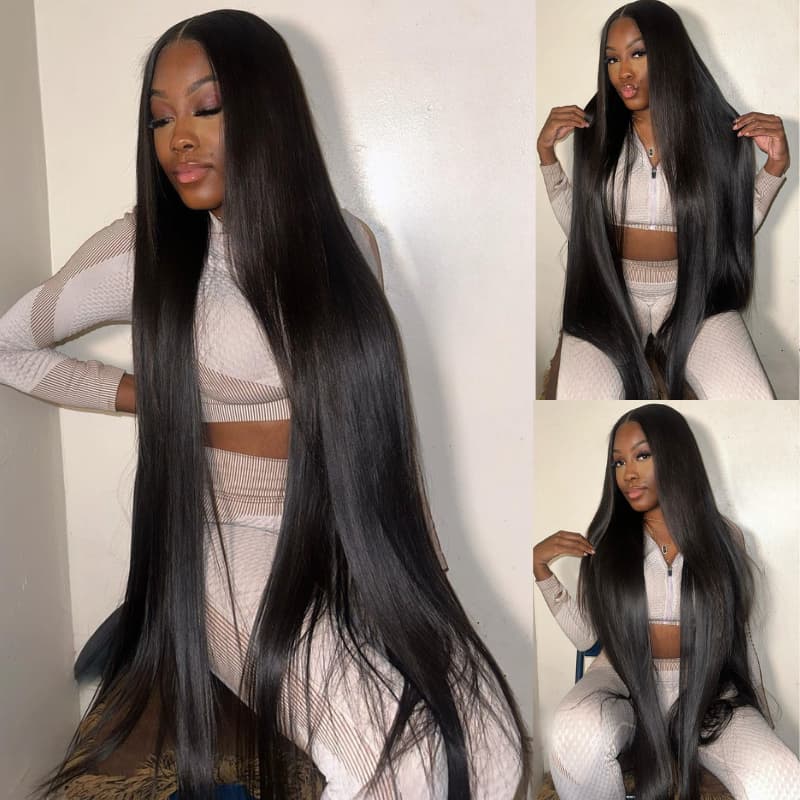 SZC 30 32 34 36 38 40 42 inch Red Brown Blonde Highlights 13x4 Lace Front Human Hair Wigs