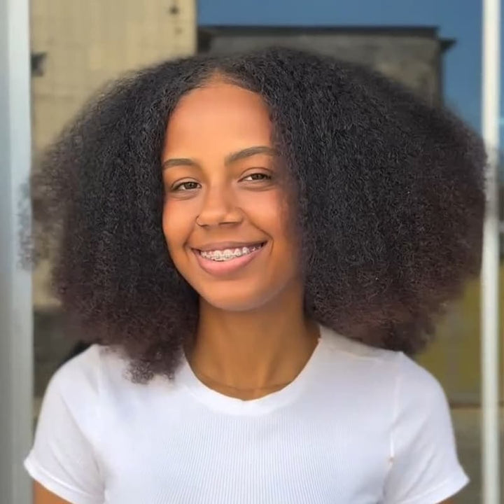 SZC Short Afro Kinky Straight Bob 13x4 Lace Frontal Human Hair Wigs