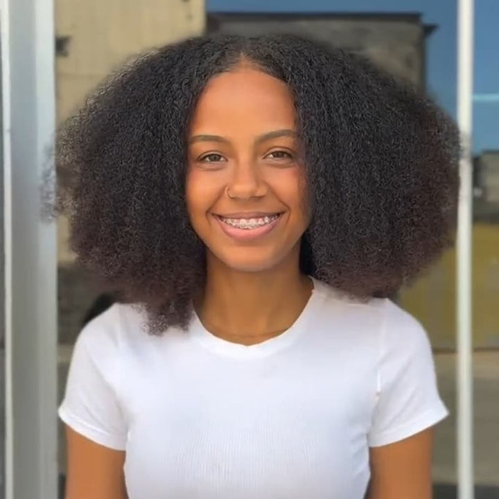SZC Short Afro Kinky Straight Bob 13x4 Lace Frontal Human Hair Wigs