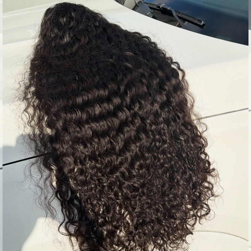 SZC 38 36 inch Long Knee Length Deep Wave 400 Density Full Thick 13x4 Lace Front Human Hair Wigs