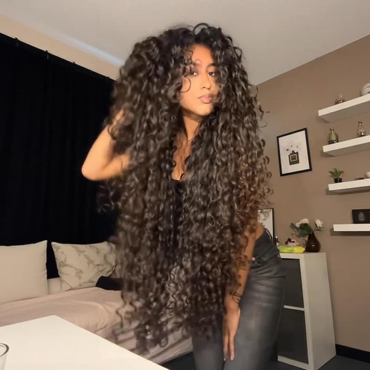 SZC 42 40 inch Long Knee Length Spanish Loose Curls 13x4 Lace Front Human Hair Wigs