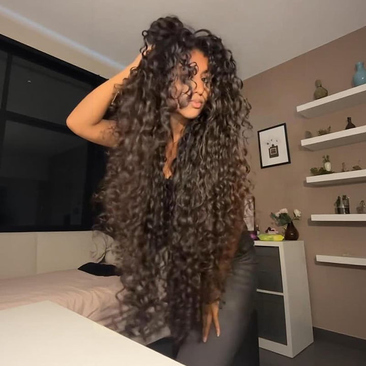 SZC 42 40 inch Long Knee Length Spanish Loose Curls 13x4 Lace Front Human Hair Wigs