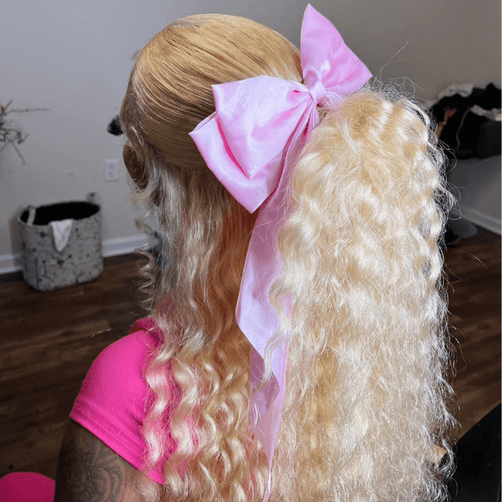 613 Blonde Deep Curly Wave 13x4 Lace Front Human Hair Wig 200 Density