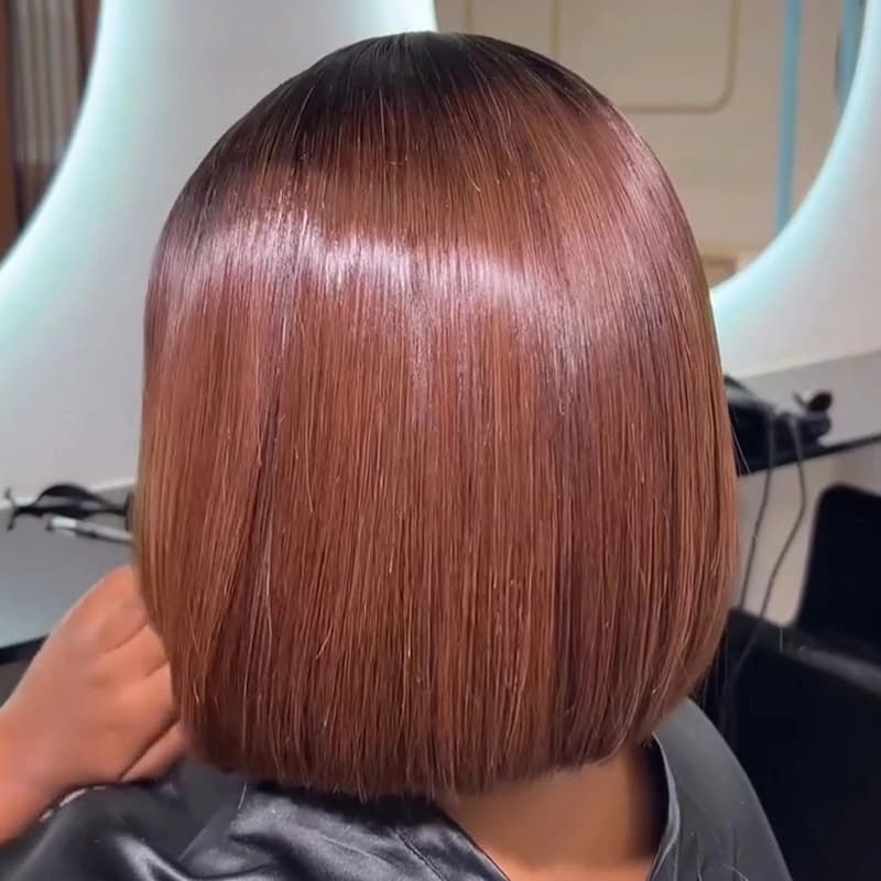 SZC 8 10 12 inch Short Bob Ombre Black Warm Chocolate Brown 13x4 Lace Front Virgin Human Hair Wigs