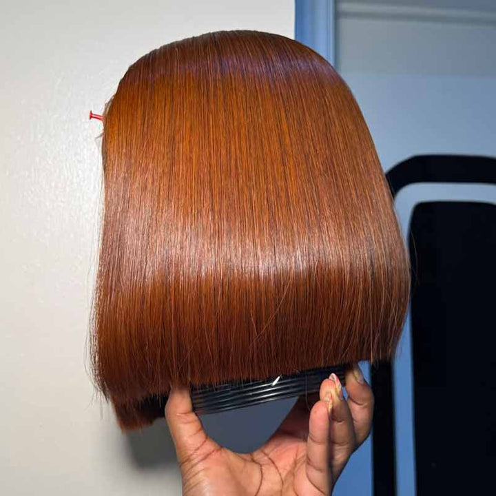 SZC 8 10 12inch Short Bob Chestnut Burgundy Red Chocolate Brown Elegant 13x4 Lace Frontal Human Hair Wigs
