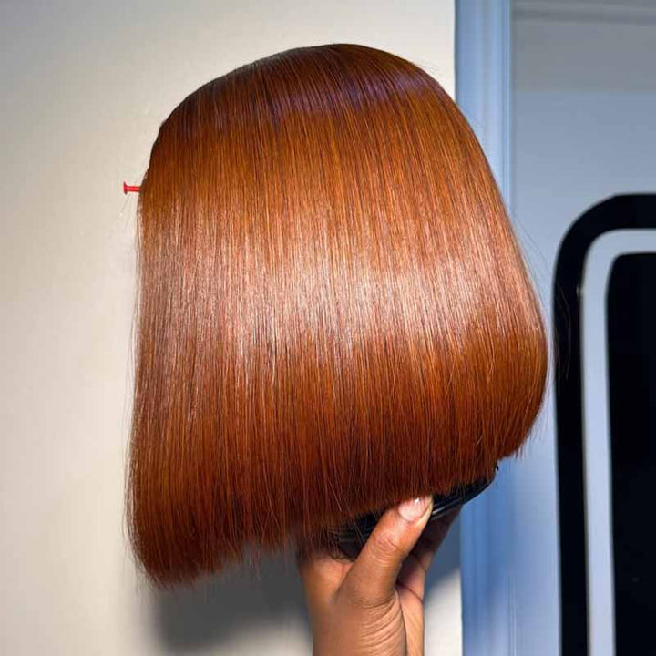 SZC 8 10 12inch Short Bob Chestnut Burgundy Red Chocolate Brown Elegant 13x4 Lace Frontal Human Hair Wigs