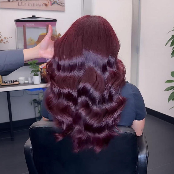 SZC 99J Burgundy Red Loose Body Wave 300 Density 13x4 Lace Front Human Hair Wigs