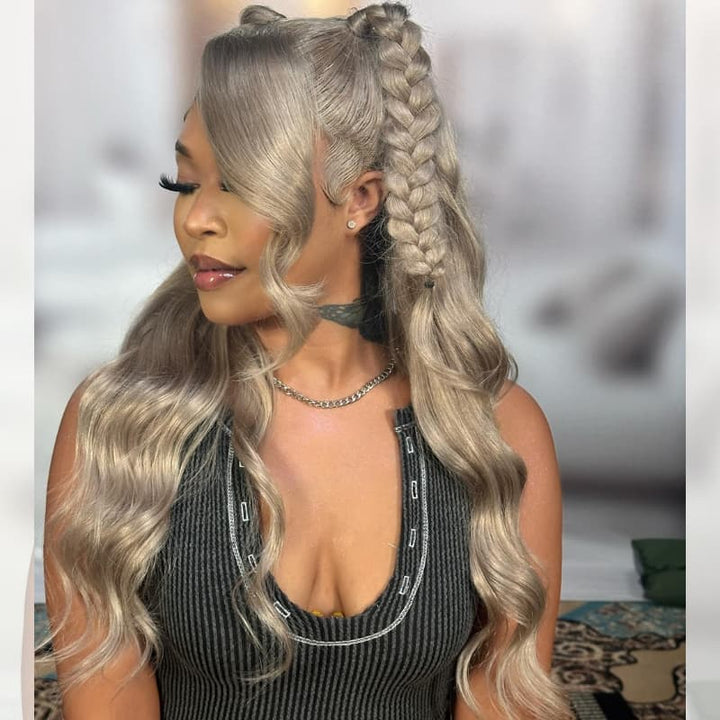 SZC Ash Teal Blonde 13x4 Lace Front Virgin Human Hair Wigs 200 Density