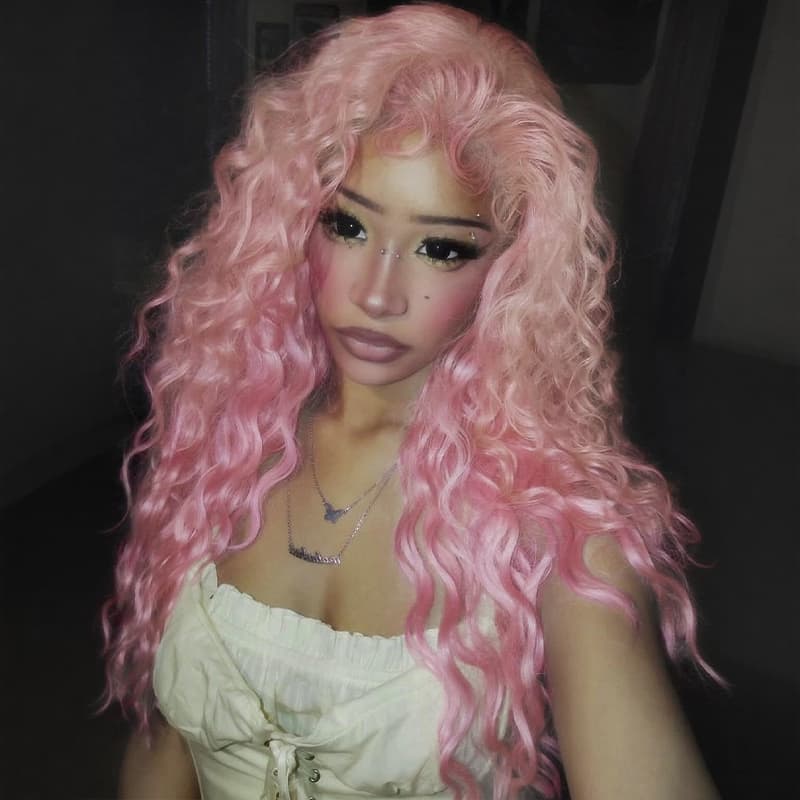 SZC Birthday Pastel Cotton Candy Pink 13x4 Lace Front Human Hair Wigs