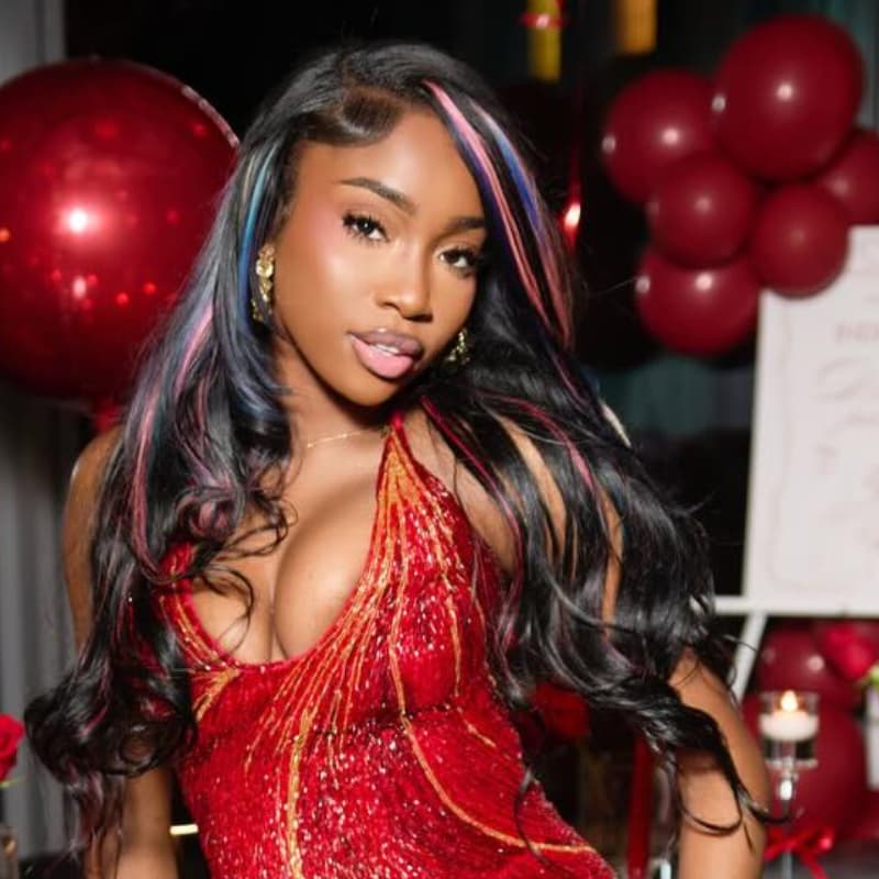 SZC Black With Pink Blue Purple Highlights 13x4 Lace Front Human Hair Wigs