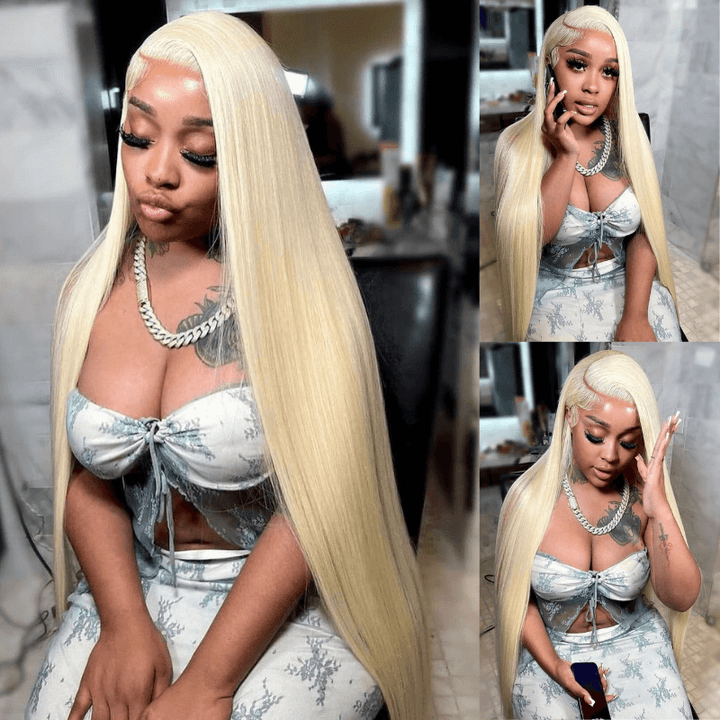 Blonde 613 Bone Straight 200 Density 13x4 Lace Front Hair Weave Wig