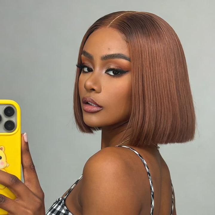 SZC Chic Short Brown Pixie Cut Bob Wigs Mature Women Easy-to-style Straight Hair