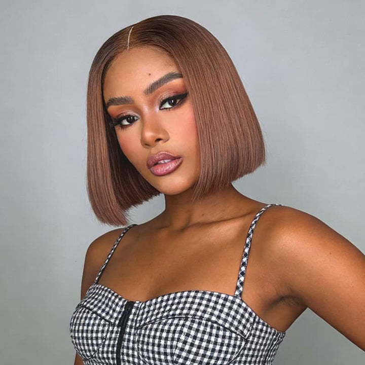 SZC Chic Short Brown Pixie Cut Bob Wigs Mature Women Easy-to-style Straight Hair
