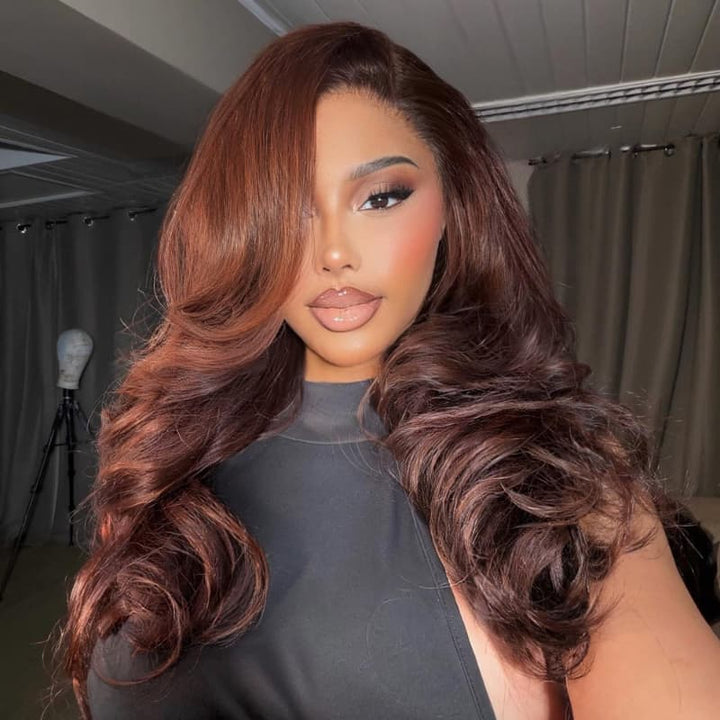 SZC Chocolate Brown Wavy 13x4 Lace Front Virgin Human Hair Wigs