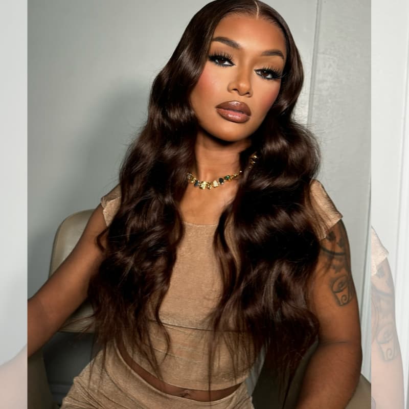 SZC Chocolate Reddish Brown 13x4 Lace Front Virgin Human Hair Wigs 200 Density