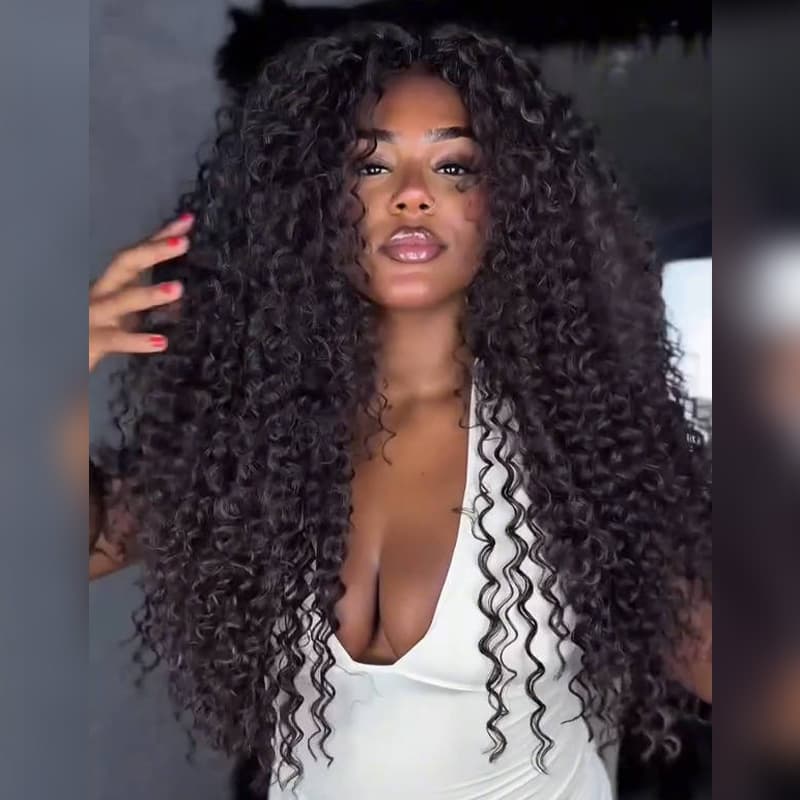 SZC Coily Kinky Curly 250 300 Density 13x4 Lace Front Human Hair Wigs