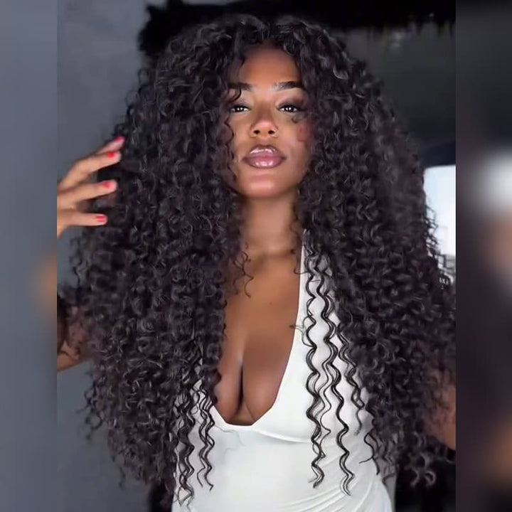 SZC Coily Kinky Curly 250 300 Density 13x4 Lace Front Human Hair Wigs