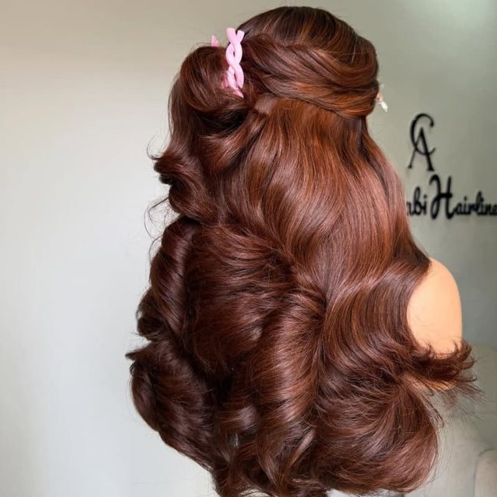 SZC Copper Chestnut Reddish Brown 13X4 Lace Front Human Hair Wigs 250 300 Density