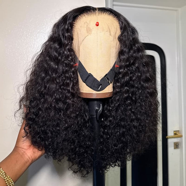 SZC Deep Water Wave Short Bob 13x4 Lace Front Human Hair Wigs Shoulder Length