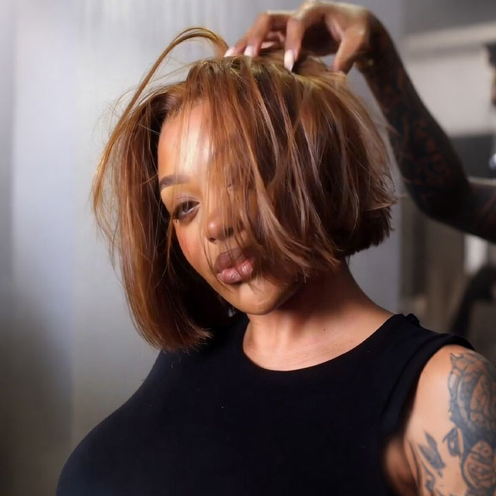 SZC Elegant Bob Brown Short 13x4 Lace Front Virgin Human Hair Wigs