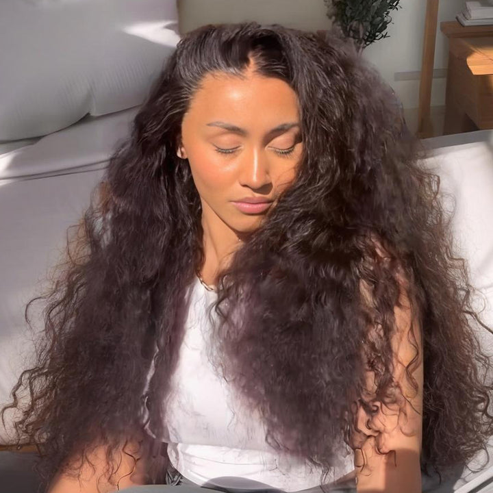 SZC Full Lace Frontal Free Part Anywhere Natural Scalp Water Wave Human Hair Wigs