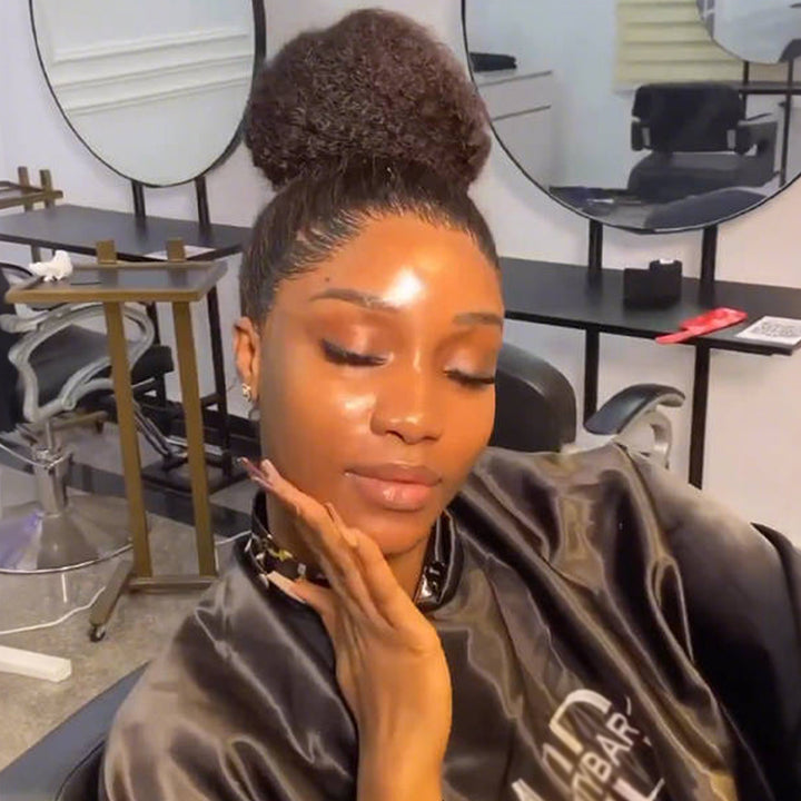 SZC Full Lace Updo Ponytails Buns Friendly Kinky Curly Human Hair Wigs