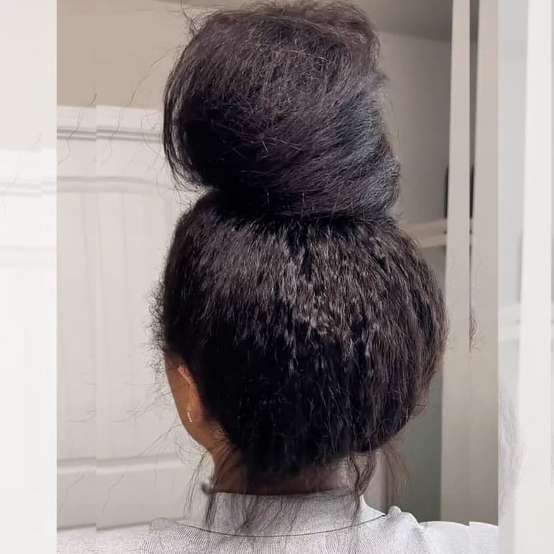 SZC Full Lace Ventilated Airy Updo Buns All-Style Friendly Yaki Human Hair Wigs