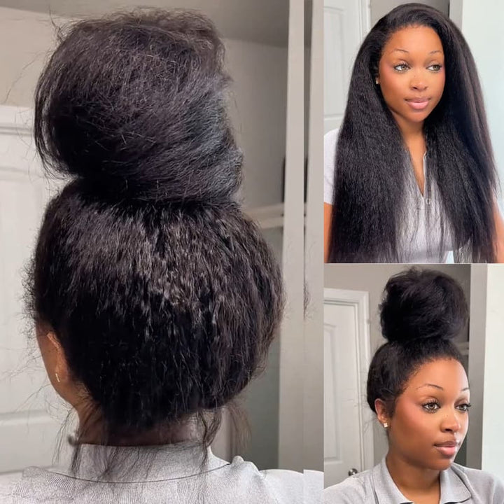 SZC Full Lace Ventilated Airy Updo Buns All-Style Friendly Yaki Human Hair Wigs