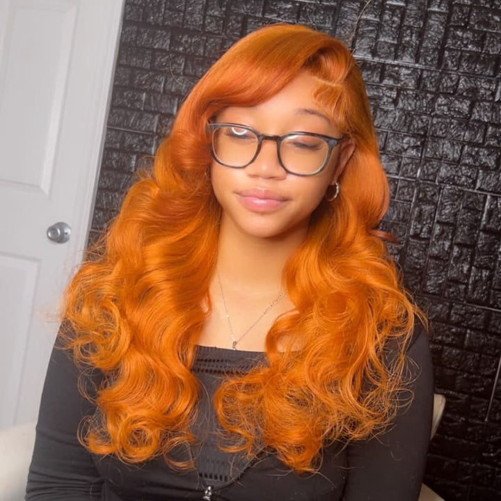 SZC Ginger Orange 13x4 Lace Front Virgin Human Hair Wigs 200 Density