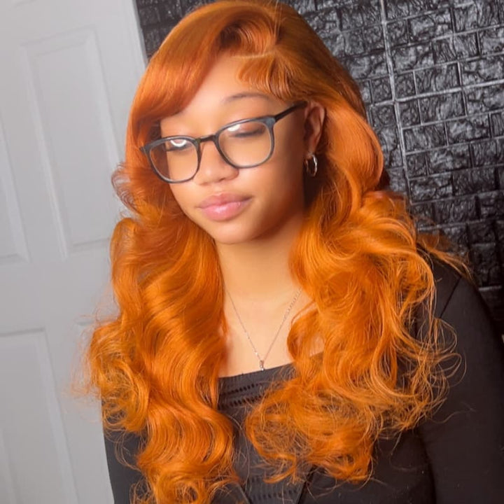 SZC Ginger Orange 13x4 Lace Front Virgin Human Hair Wigs 200 Density