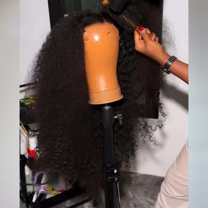SZC Kinky Curly 300 Density 13x4 Lace Front Virgin Human Hair Wigs
