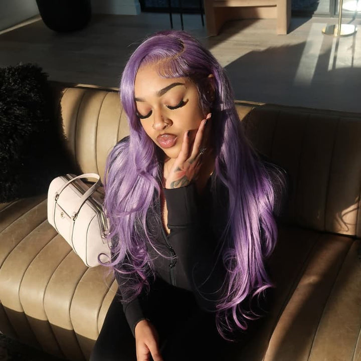 SZC Lavender Purple 13x4 Lace Front Virgin Human Hair Wig 200 Density