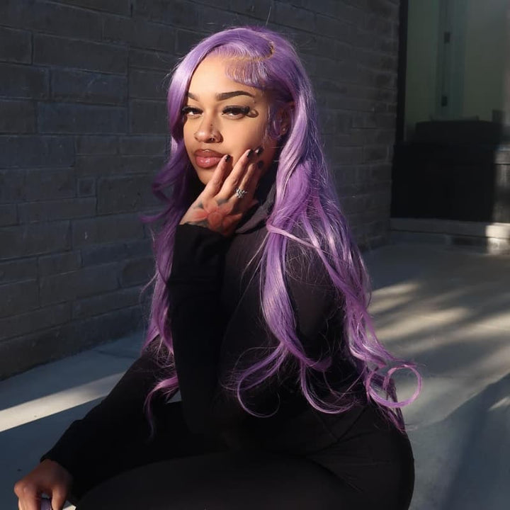 SZC Lavender Purple 13x4 Lace Front Virgin Human Hair Wig 200 Density